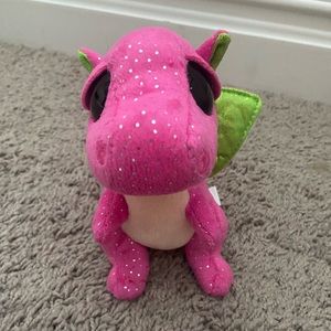 Beanie baby hot pink and green accent dragon!
